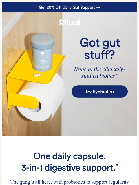 ritual newsletter: 20% off digestive support designed to deliver*
