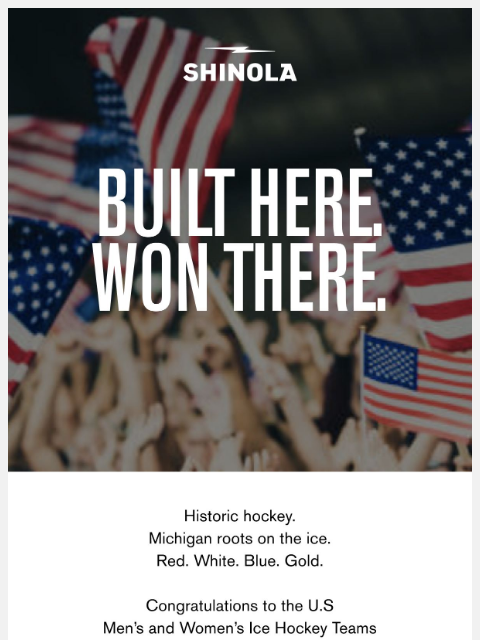 shinola newsletter: Hockey Gold. American Grit.
