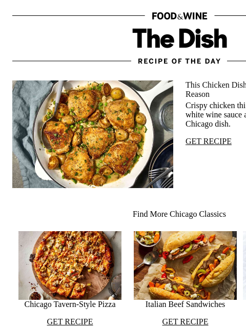 foodandwine newsletter: Chicken Vesuvio