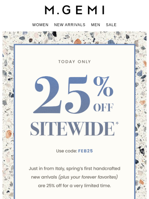 mgemi newsletter: TAKE 25% OFF