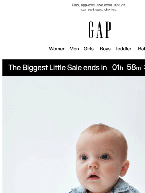 gap newsletter: Disappearing tonight: 40% off all kids' styles