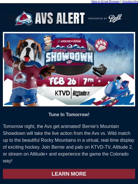 thecoloradoavalanche newsletter: 🏔️ Tomorrow Night, Avalanche Hockey Gets Animated