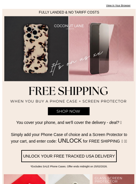 coconut-lane newsletter: FREE SHIPPING when you protect your phone 📱