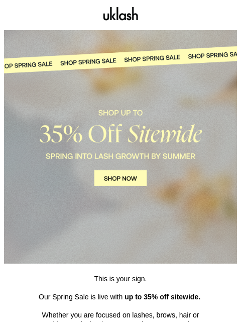 uklash newsletter: Up to 35% off sitewide is live 👀