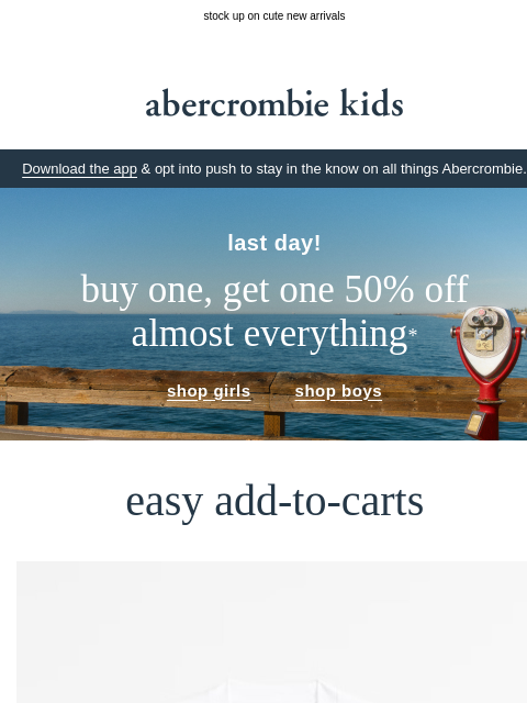 abercrombie newsletter: BOGO 50% OFF ends today!