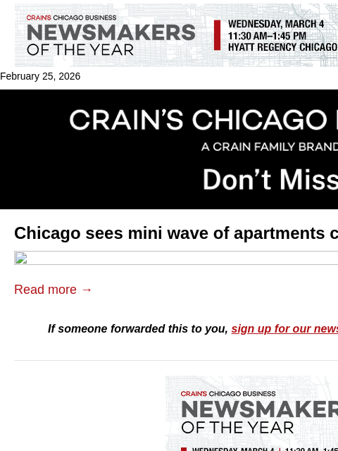 crainalerts newsletter: Mini wave of apartments converting to condos