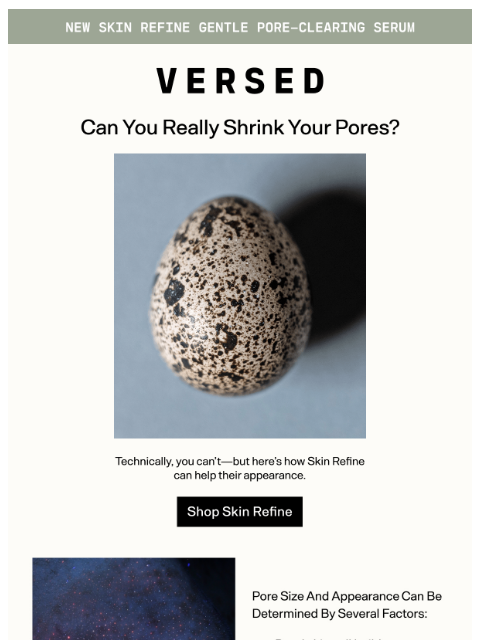 versedskin newsletter: Can you really shrink your pores?