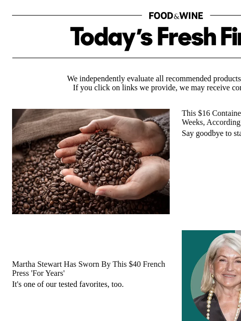 foodandwine newsletter: Martha Stewart Swears by This $40 French Press