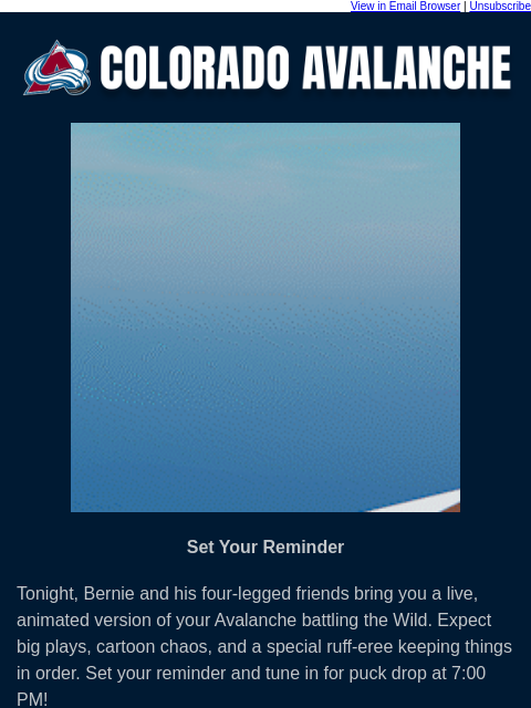 thecoloradoavalanche newsletter: 🐶 Join the Paw-ty by Tuning in to Bernie’s Mounta...