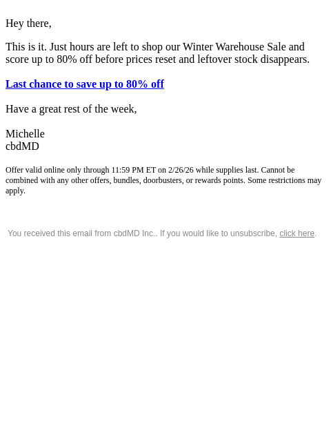 cbdmd newsletter: Guys, Only Hours Left: Up to 80% Off