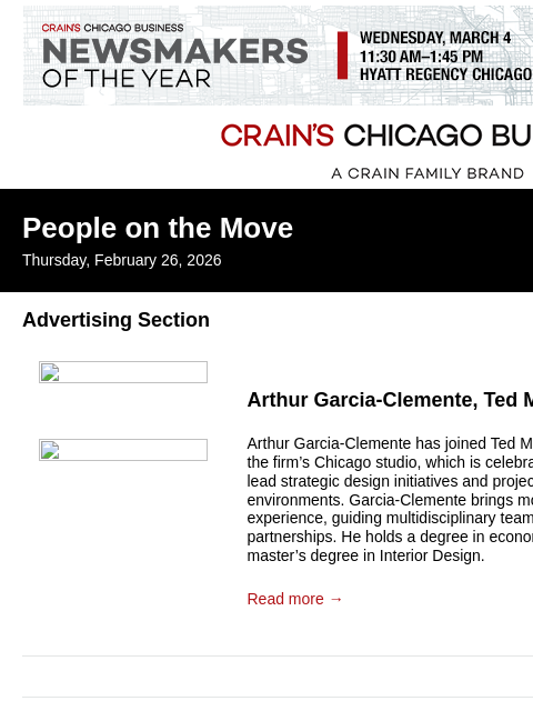 crainalerts newsletter: Crain's Chicago Business - People on the Move