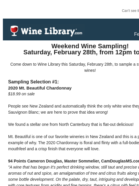 winelibrary newsletter: Stop in this Saturday to sample a remarkable line-...
