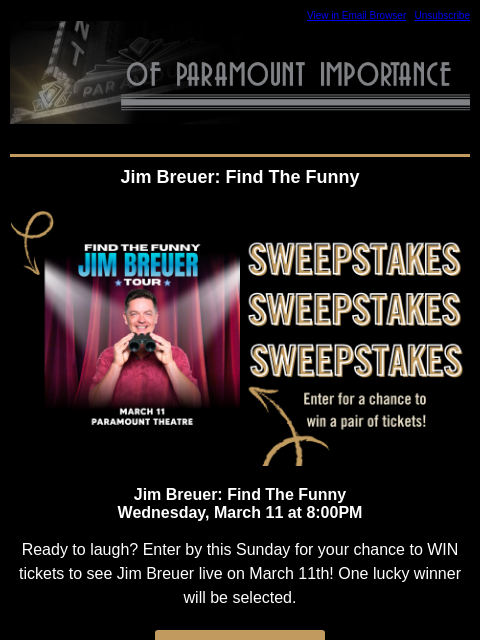 kroenkeentertainment newsletter: Ready to Laugh? Win Jim Breuer Tickets!