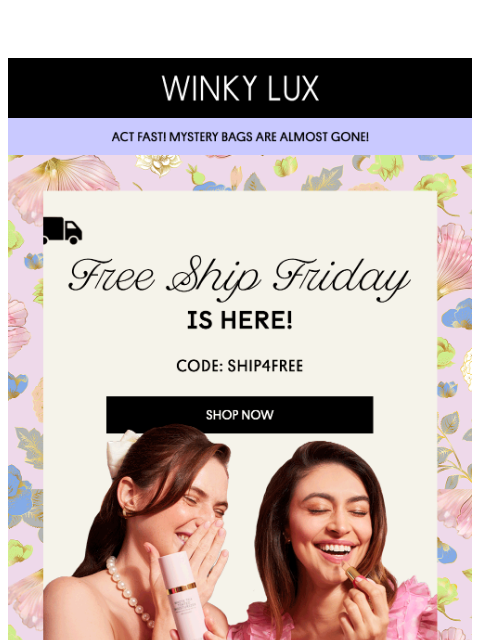 winkylux newsletter: FREE SHIP FRIDAY, Today Only 💌