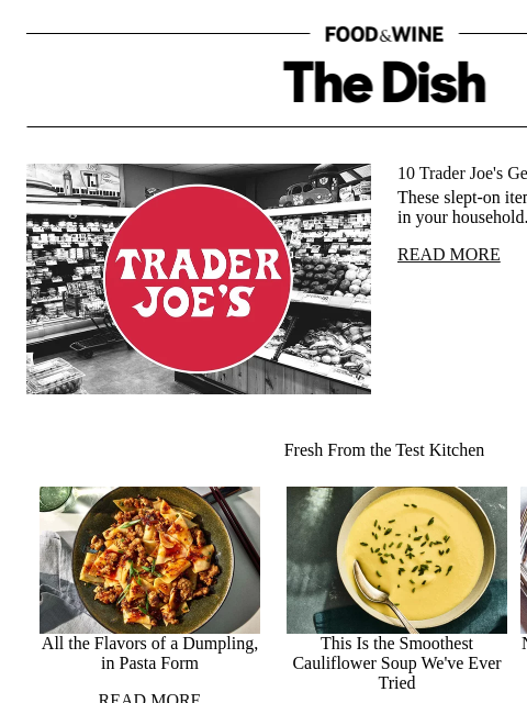 foodandwine newsletter: 10 Trader Joe's Gems Hiding in Plain Sight