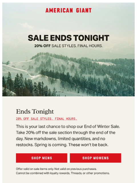 american-giant newsletter: Final Hours of Sale