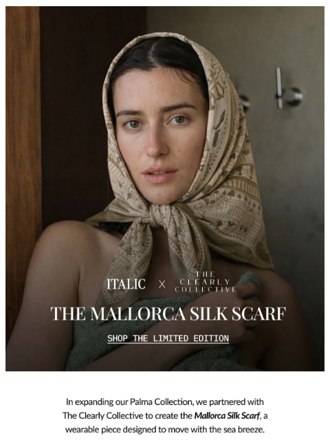 italic newsletter: NEW: Mallorca Silk Scarf (Exclusive)