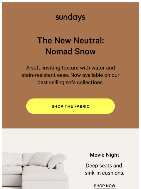 sundays-company newsletter: New Fabric. Best Sofas.