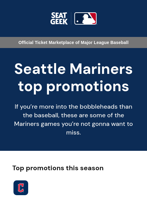 seatgeek newsletter: Seattle Mariners top promotions for the 2026 seaso...
