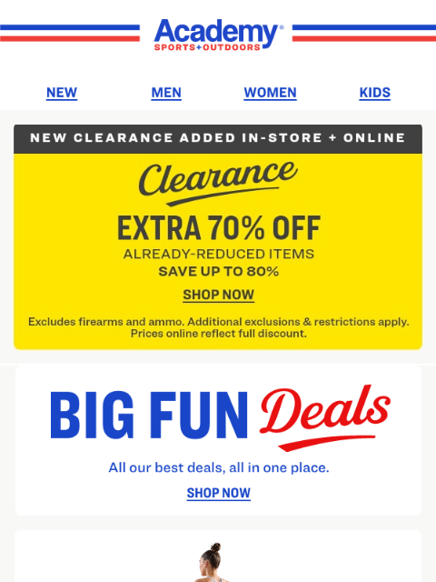 academy newsletter: Big Fun Deals + Extra 70% OFF Clearance