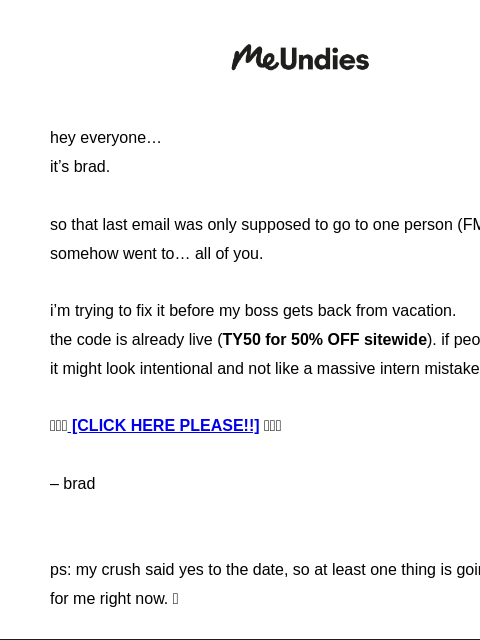 meundies newsletter: oops