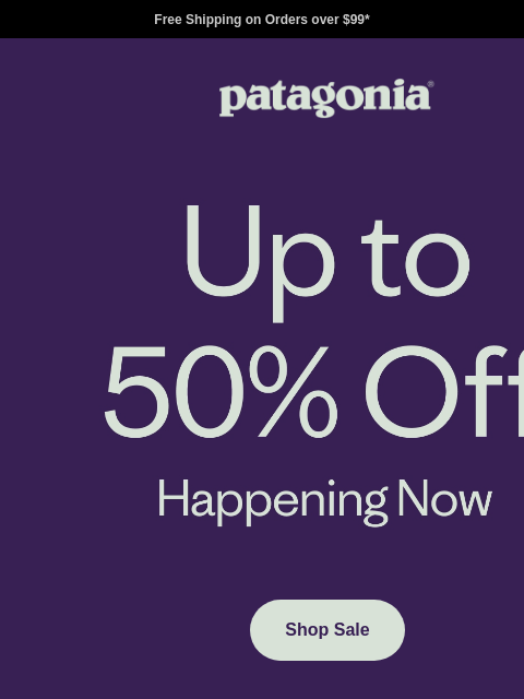 patagonia newsletter: Up to 50% off happening now