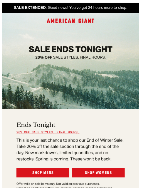 american-giant newsletter: Sale Extended One Day