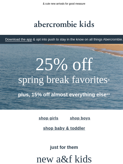abercrombie newsletter: weekend treat: 25% OFF + 15% OFF