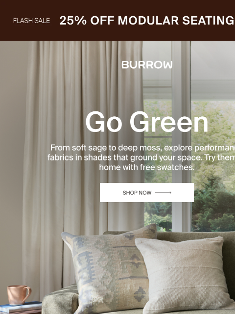 burrow newsletter: The Green Edit, 25% Off