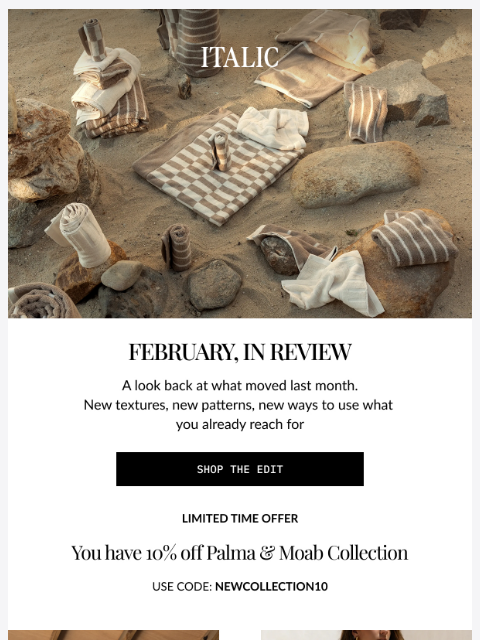 italic newsletter: February in Review (+ 10% off New Arrivals)
