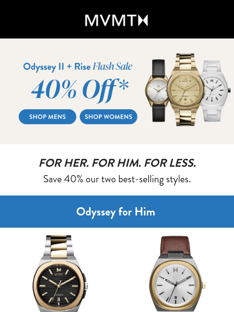 mvmt newsletter: 40% Off Ends Tonight