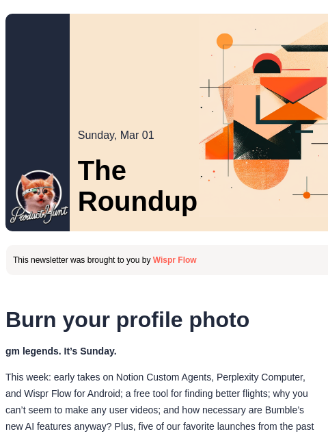 producthunt newsletter: 😸 Bumble, but with AI
