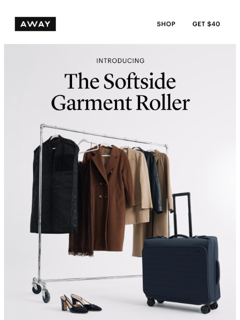 awaytravel newsletter: Our first-ever Softside Garment Roller suitcase