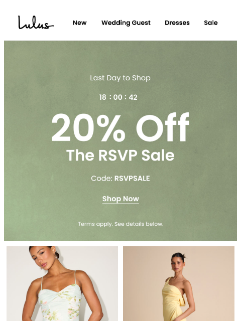 lulus newsletter: Don't Skip 20% Off Event Dresses​
