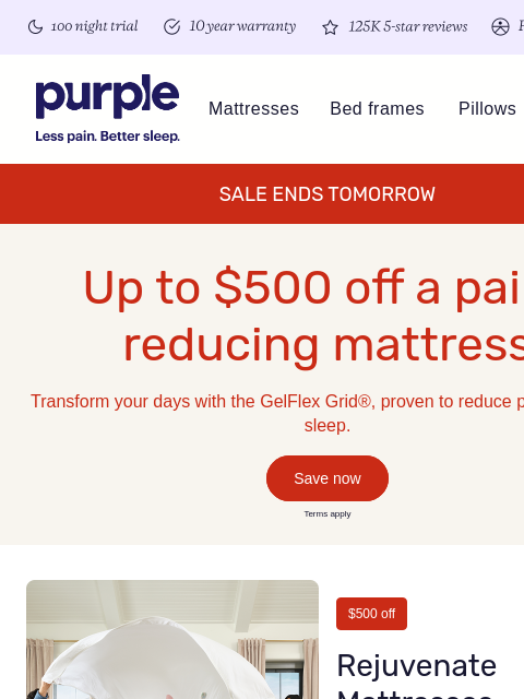 purple newsletter: Less pain. Better price. ENDS TOMORROW.