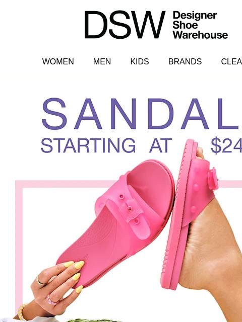 dsw newsletter: Starting at $24.99: NEW beachy sandals 🩴