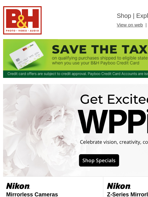 bhphotovideo newsletter: 📣 100s of WPPI Show Specials – Shop & Save Now!