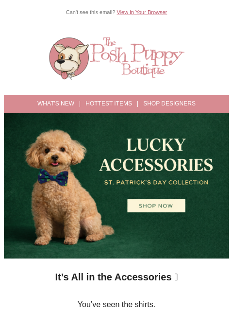 poshpuppyboutique newsletter: The Lucky Accessories You’ve Been Missing 🍀