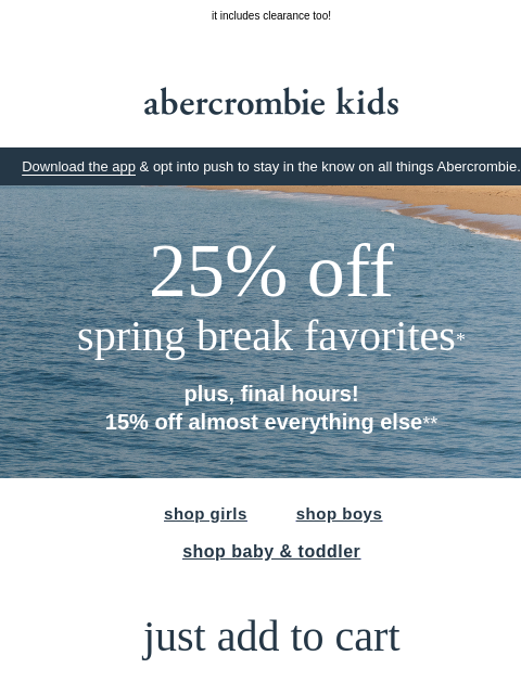 abercrombie newsletter: 15% OFF is going, going...