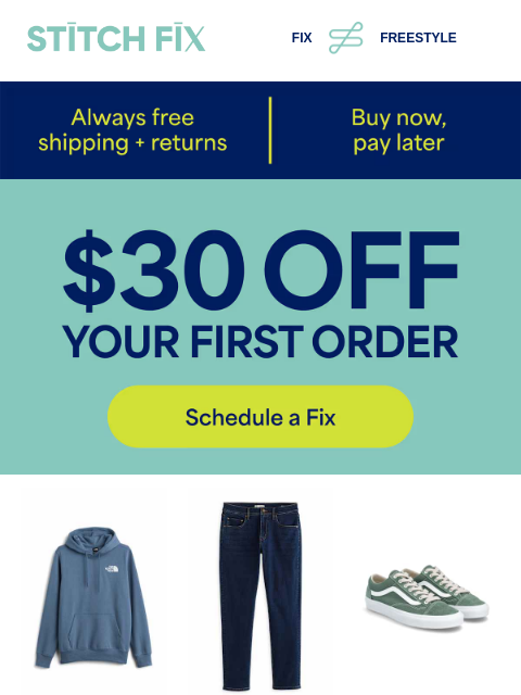 stitchfix newsletter: $30 off is all that matters today!