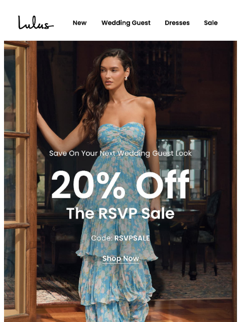 lulus newsletter: 20% Off Your Next Party Dress​