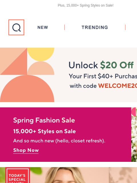 Plus, 15000+ Spring Styles on Sale! QVC New TRENDING DEALS Unlock $20 off Your First Purchase Spring Fashion Sale Kim Gravel TSV Header Denim & Co. Active Petite French Terry Hooded Tunic Pullover