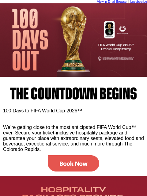 thecoloradorapids newsletter: 100 Days to FIFA World Cup 2026