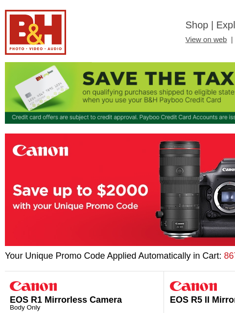 bhphotovideo newsletter: Canon WPPI Coupon Code only Savings!