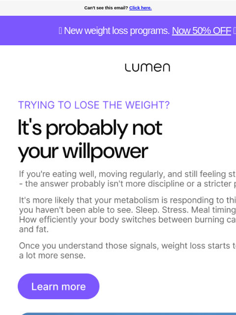 lumen newsletter: Doing everything right and still not losing weight...