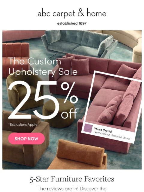 abchome newsletter: 5-Star Furniture Favorites