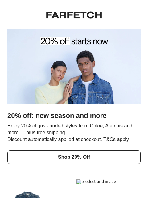 farfetch newsletter: Get 20% off new season & more