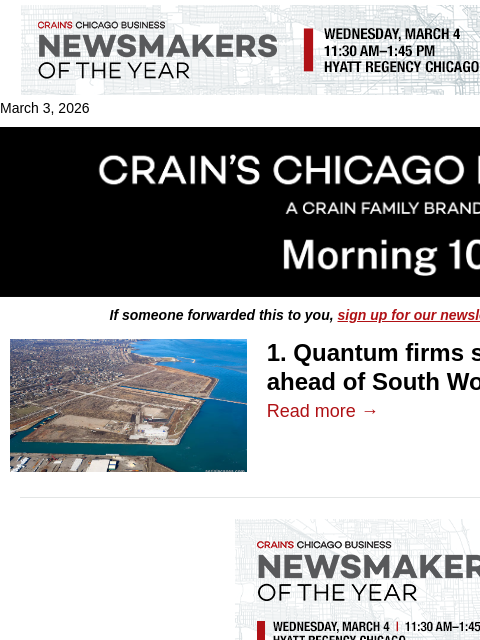 crainalerts newsletter: Quantum firms spread across Chicago
