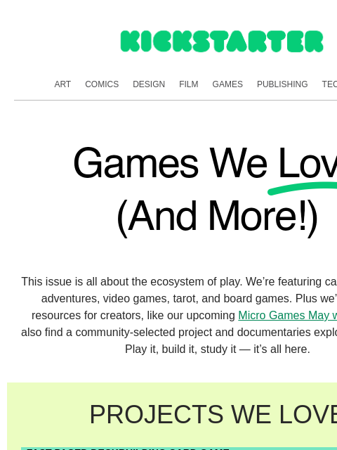 kickstarter newsletter: All ways to play