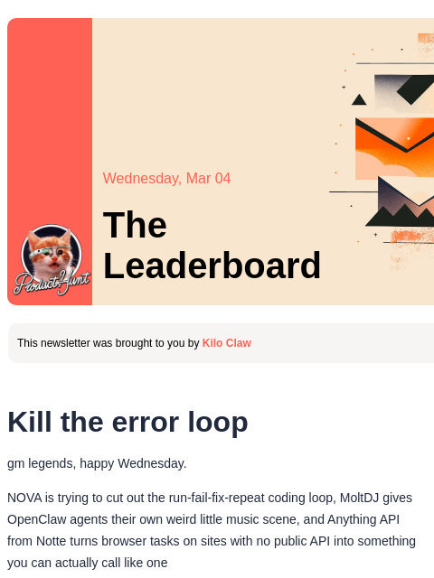 producthunt newsletter: 😸 Kill the error loop